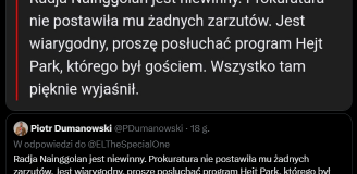 HIT! Piotr Dumanowski ''broni'' na X Nainngolana, a PORTAL NEWSOWY... xD